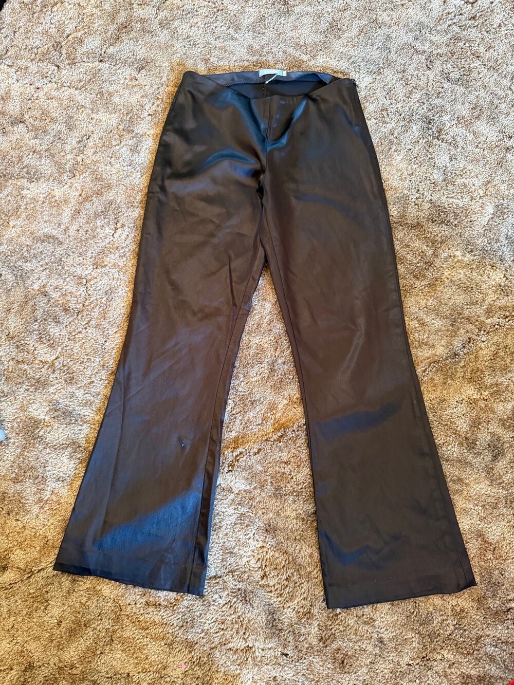 Vintage Le Complice Black Satin Wide-Leg Flare Trouser Pants Made in Italy